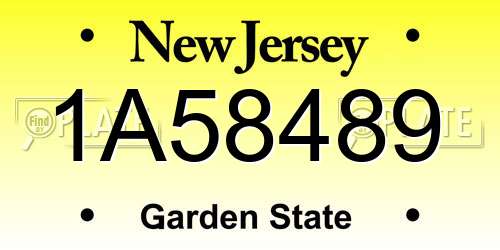 1A58489 New Jersey License Plate
