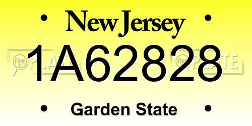 1A62828 New Jersey License Plate
