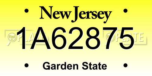 1A62875 New Jersey License Plate