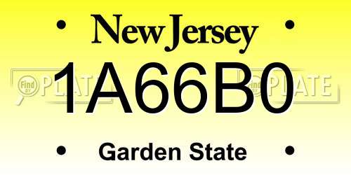 1A66B0 New Jersey License Plate