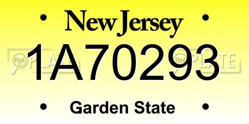 1A70293 New Jersey License Plate