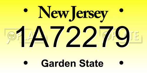 1A72279 New Jersey License Plate