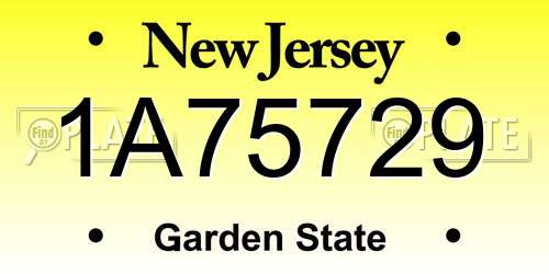1A75729 New Jersey License Plate