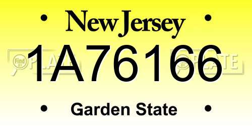 1A76166 New Jersey License Plate