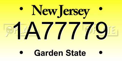 1A77779 New Jersey License Plate