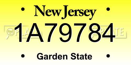 1A79784 New Jersey License Plate