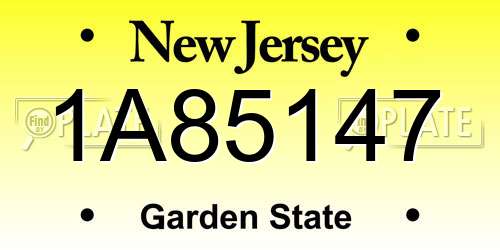 1A85147 New Jersey License Plate
