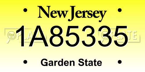 1A85335 New Jersey License Plate