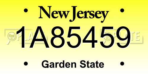 1A85459 New Jersey License Plate