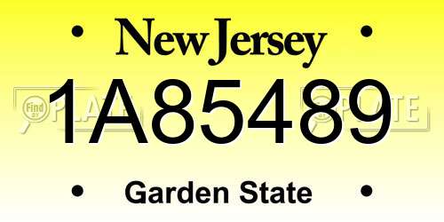 1A85489 New Jersey License Plate