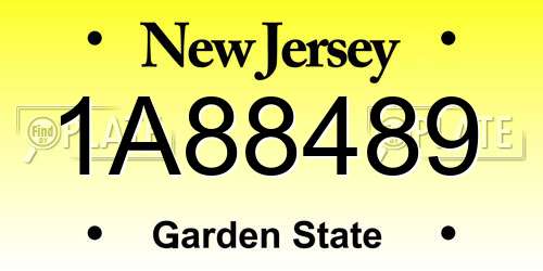 1A88489 New Jersey License Plate