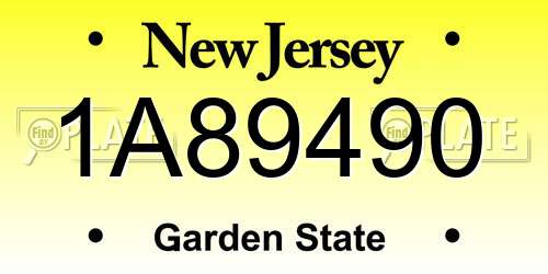 1A89490 New Jersey License Plate