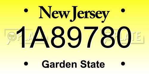 1A89780 New Jersey License Plate