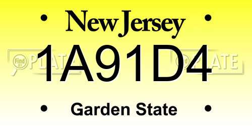 1A91D4 New Jersey License Plate