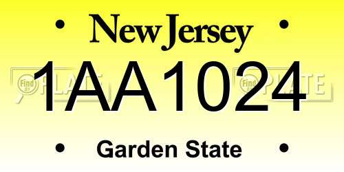 1AA1024 New Jersey License Plate
