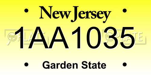 1AA1035 New Jersey License Plate