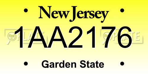 1AA2176 New Jersey License Plate