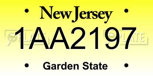 1AA2197 New Jersey License Plate