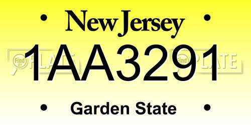 1AA3291 New Jersey License Plate