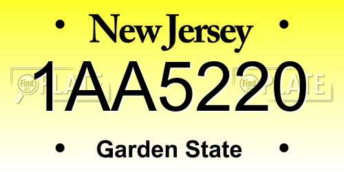 1AA5220 New Jersey License Plate