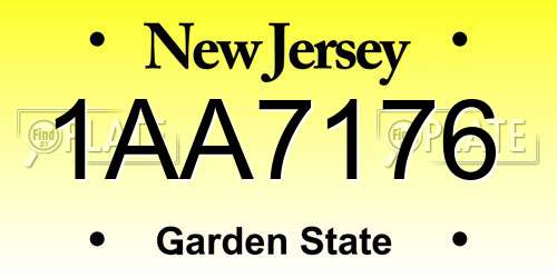 1AA7176 New Jersey License Plate