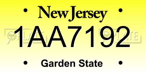 1AA7192 New Jersey License Plate