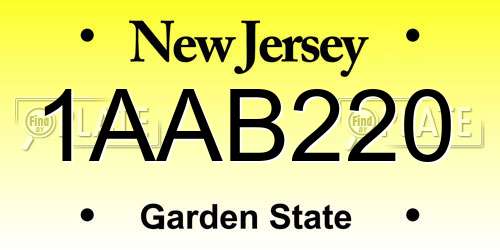 1AAB220 New Jersey License Plate