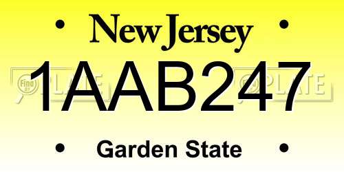 1AAB247 New Jersey License Plate