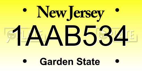 1AAB534 New Jersey License Plate