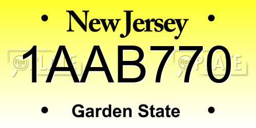 1AAB770 New Jersey License Plate