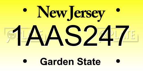 1AAS247 New Jersey License Plate