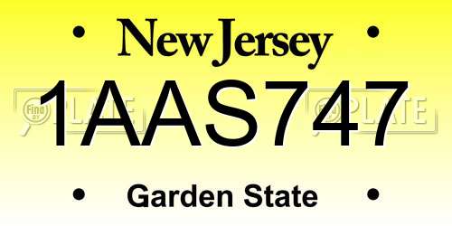 1AAS747 New Jersey License Plate