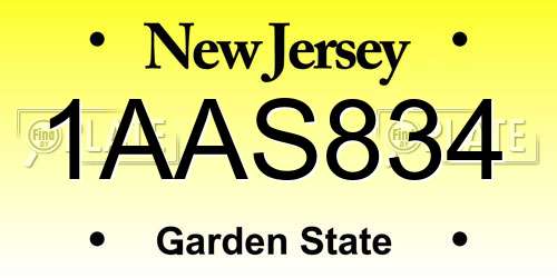 1AAS834 New Jersey License Plate