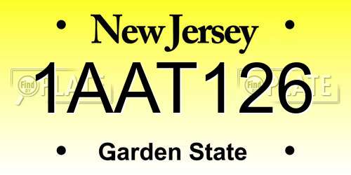 1AAT126 New Jersey License Plate
