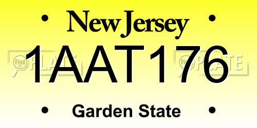 1AAT176 New Jersey License Plate