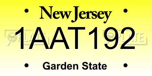 1AAT192 New Jersey License Plate