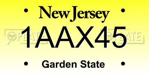 1AAX45 New Jersey License Plate