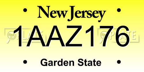 1AAZ176 New Jersey License Plate
