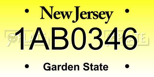 1AB0346 New Jersey License Plate