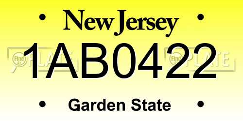 1AB0422 New Jersey License Plate