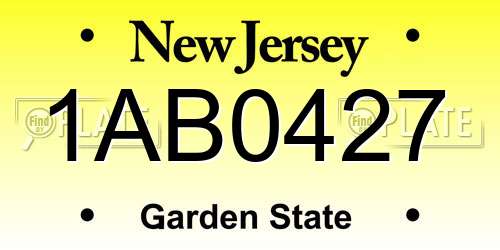 1AB0427 New Jersey License Plate