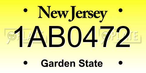 1AB0472 New Jersey License Plate