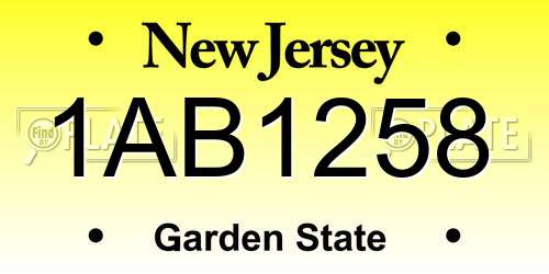 1AB1258 New Jersey License Plate