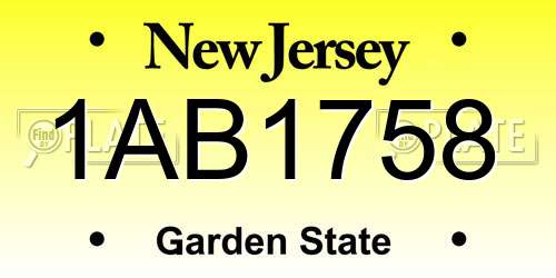 1AB1758 New Jersey License Plate