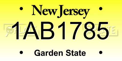 1AB1785 New Jersey License Plate