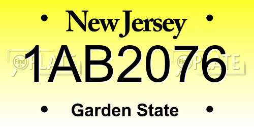 1AB2076 New Jersey License Plate