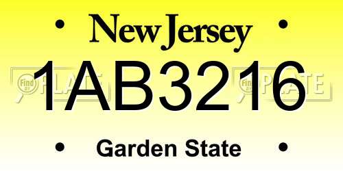 1AB3216 New Jersey License Plate