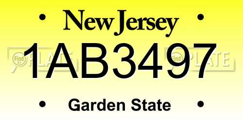 1AB3497 New Jersey License Plate