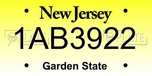 1AB3922 New Jersey License Plate