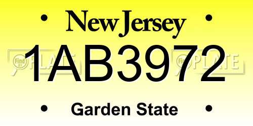 1AB3972 New Jersey License Plate